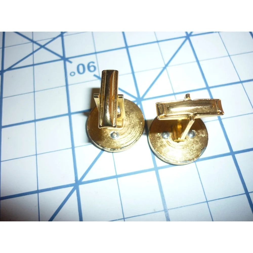 Vintage Mens‎ Round Stagecoach Cufflinks Gold Silver Two Tone Western Carriage